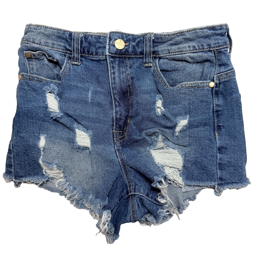 Kendall And Kylie The Icon Jean Short Denim Distressed Size 28 Cutoff Ripped